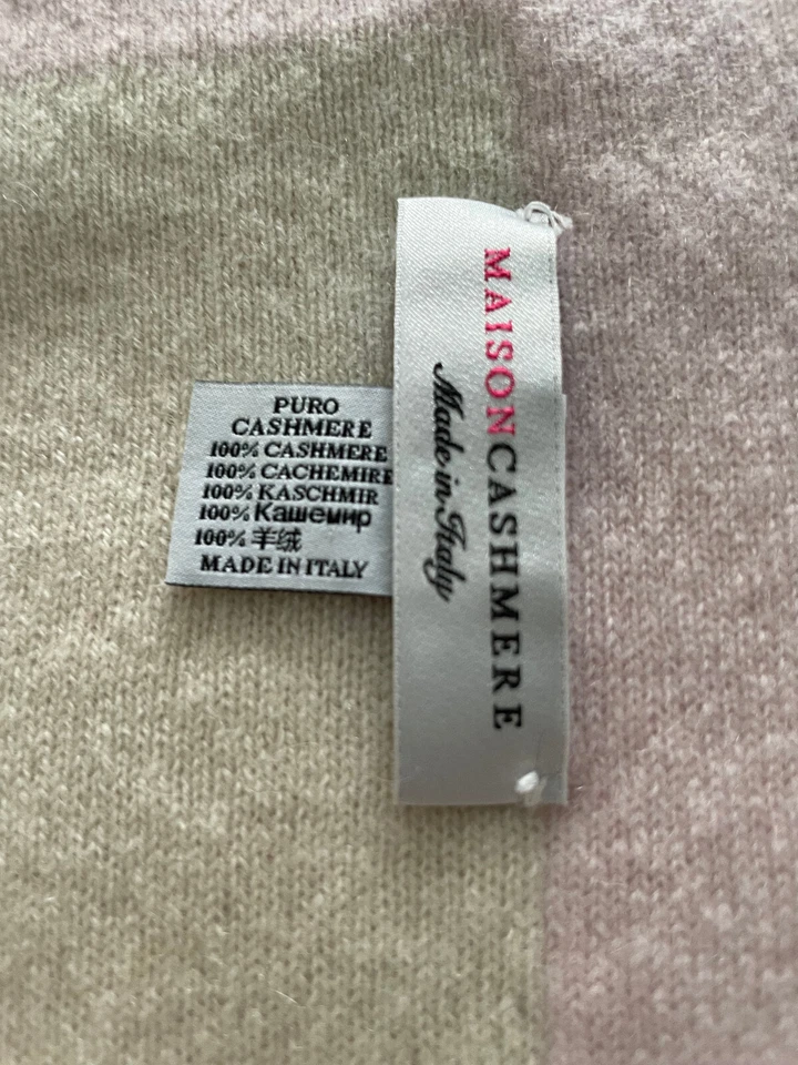 Manta Bebé Oso 100% Cachemira Maison Rosa Crema 29x34" Hecha en Italia Reversible Foto 4 de 4