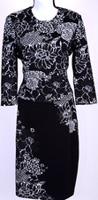 ST.JOHN Women's Knit Black White Print Jacket  Dress Sz 2-4