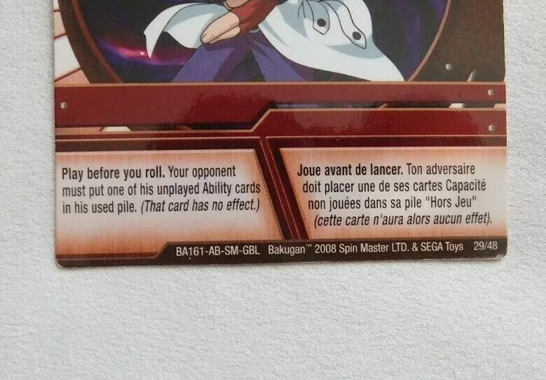 Bakugan Battle Brawlers MASQUERADE'S THROW Ability Card 29/48 BA161 2008