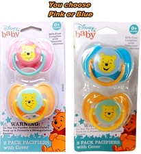 Disney Baby Winnie the Pooh 2-pack Pacifiers with cover Choose Pink or Blue