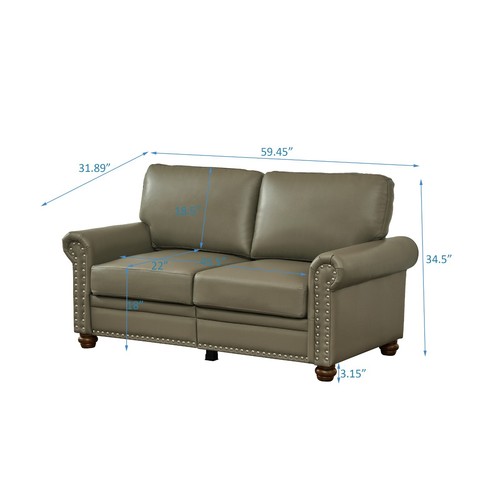 Classic Faux Leather Sofa Upholstered Couch with Nailhead Trim Removable Cushion - Picture 160 of 206