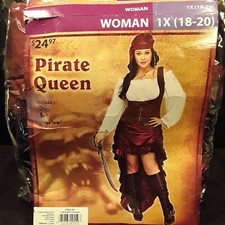 Pirate Queen Adult Halloween 3 Piece Buccaneer Costume Size 1X 18-20 NIP