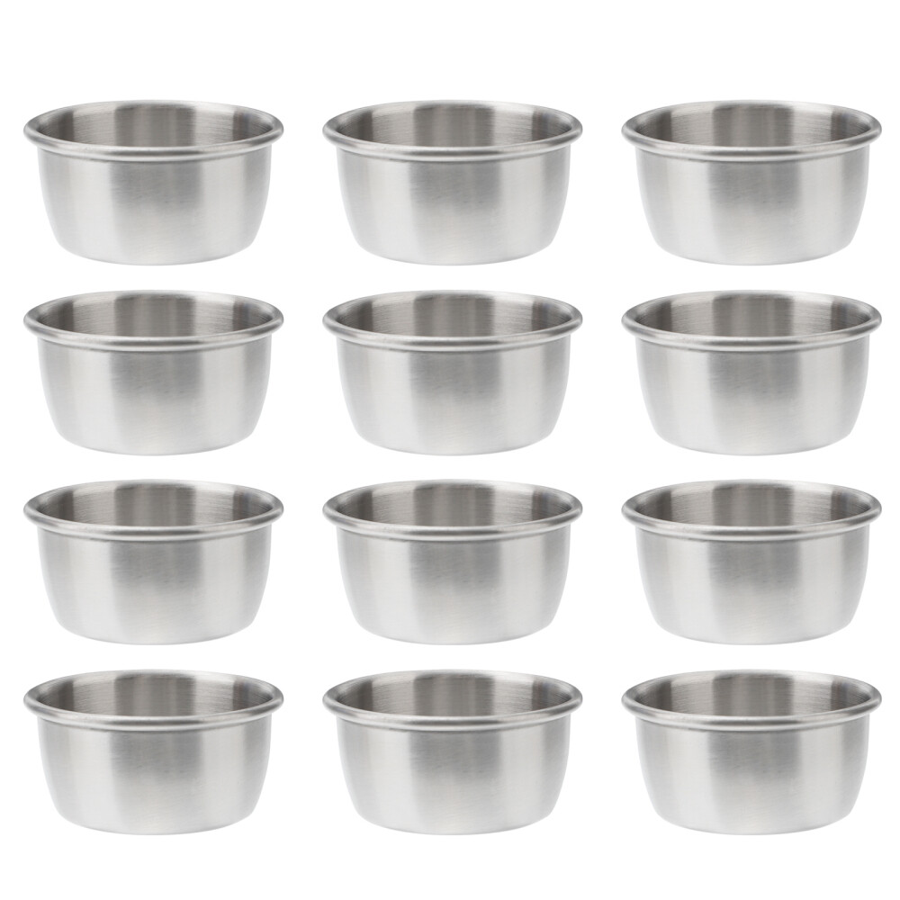 12 Piezas Contenedores Sartenes Salsa de Tomate Mantequilla Tazas para Sumergir Condimento Plateado
