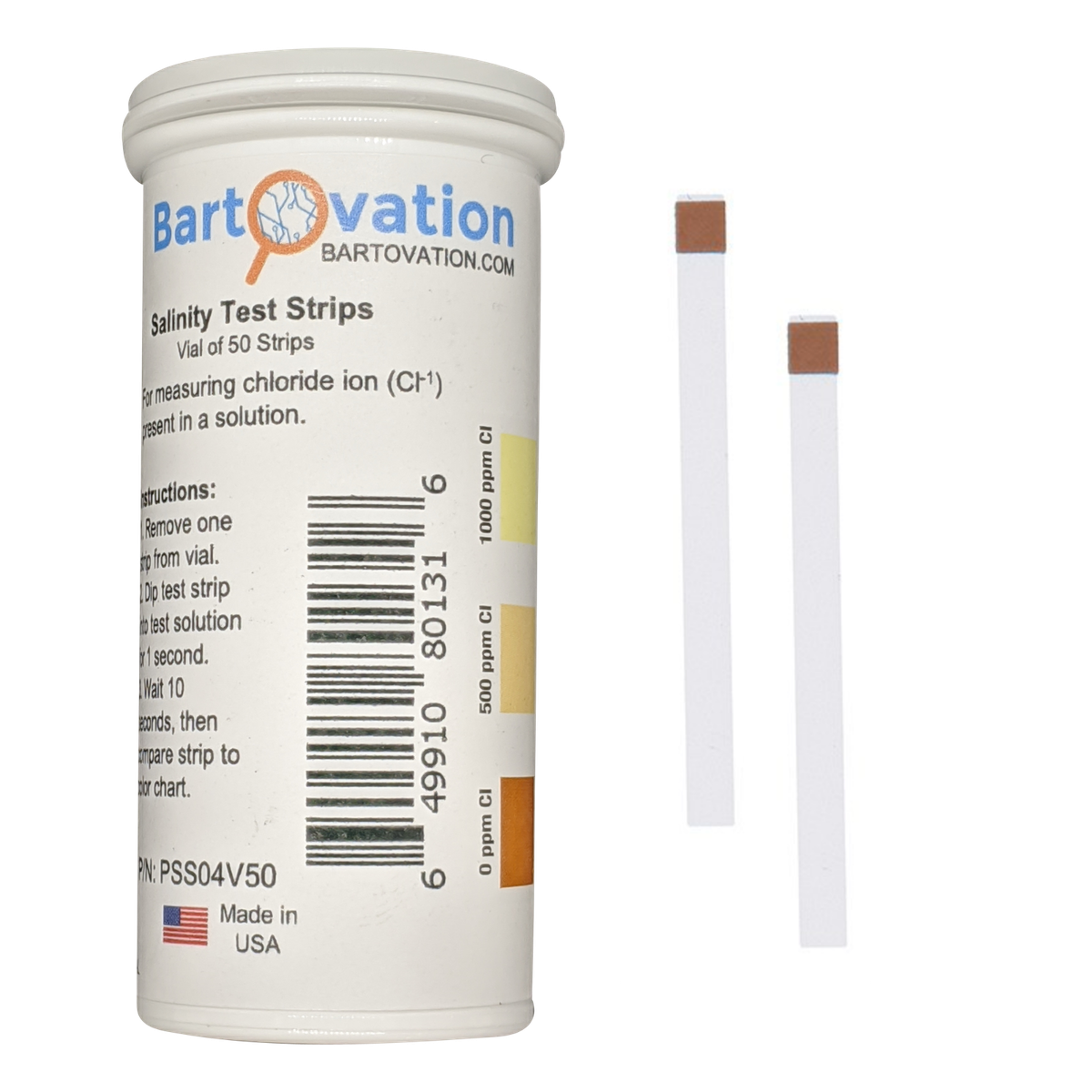 Salinity Salt Test Strips 0-1000ppm [50 Strips] for Measuring Chloride Cl  Ion