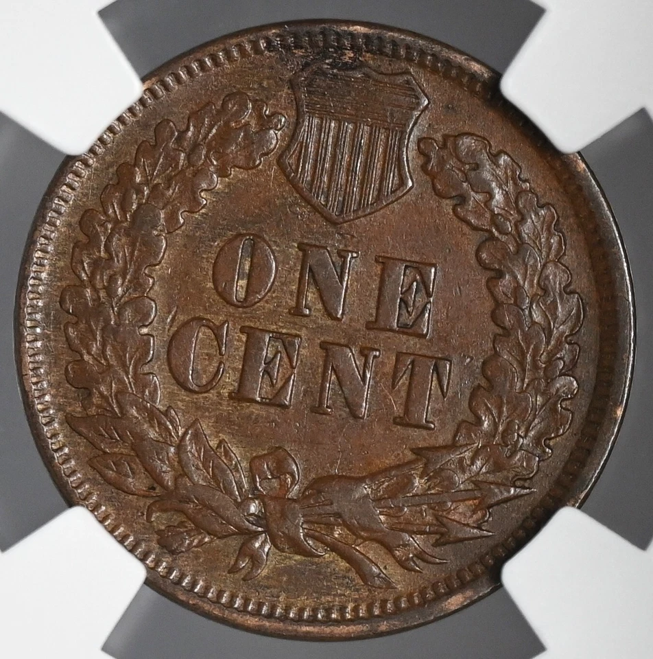 1874  1C INDIAN HEAD CENT  NGC AU53 BN #6849315-022 (SNOW-9 - RARE VARIETY) - Image 3 of 4