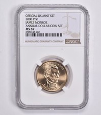 MS69 2008-P James Monroe Annual Set Presidential Dollar NGC US Mint