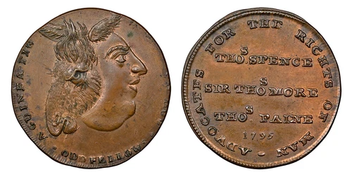 BRITAIN. Midx Spences 1795 CU Political/Social Series Farthing NGC MS64BN DH1115