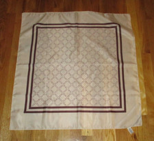 Vintage Nina Ricci Ivory Brown Signature Water Repellent Rain Square Scarf 26"
