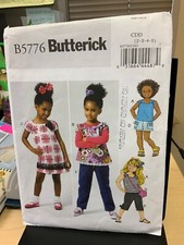 Butterick Pattern 5776 GIRLS TODDLER TOP DRESS SHORTS PANTS BAG 2-5