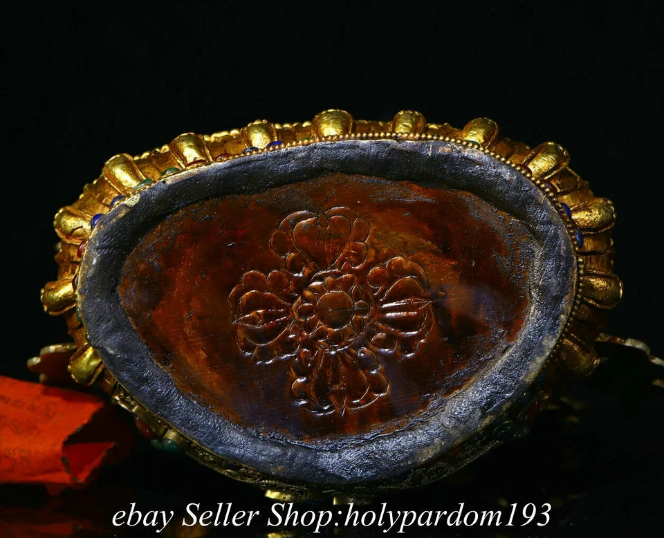8.8" Antiguo Tíbet Bronce 24K Oro Incrustación Gemas Wenshu Guan Yin Diosa Estatua Foto 2 de 4
