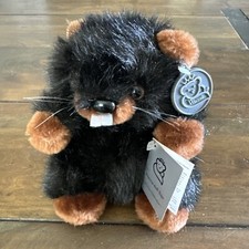 Vtg Birchbark Beaver by Princess Soft Toys Plush with Tag 6" Black Brown