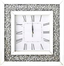 LOOSE DIAMANTE MANTLE TABLE CLOCK ROMAN NUMBER MIRRORED MANTEL CLOCK NEW