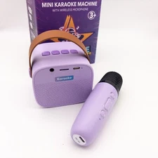 NEW Mini Karaoke Machine for Kids with Wireless Microphones, Mic Purple Lavender