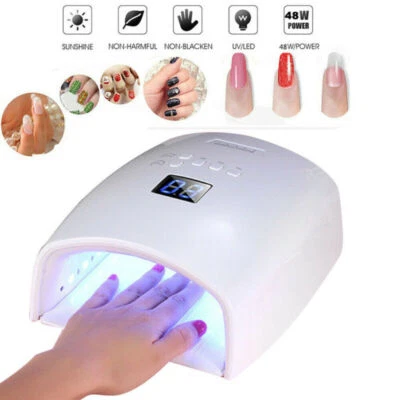 White 48W Cordless Wireless Rechargeable LED/UV Nail Lamp Gel Polish Nail Dryer