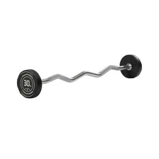 Titan Fitness 30 LB Rubber EZ Curl Fixed Barbell, Pre-Loaded Weight Bar