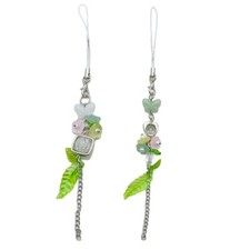 Fashion Leaf Flowers Bead Pendant Phone Straps Lanyard Pocket Keychain Strap