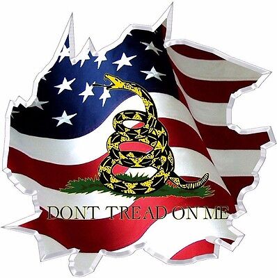 Vinyl graphic decal ripped american flag gadsden dont tread on me