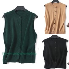 Womens Waistcoat Gilet Sweater Cardigan Knitted Vest Outwear Sleeveless