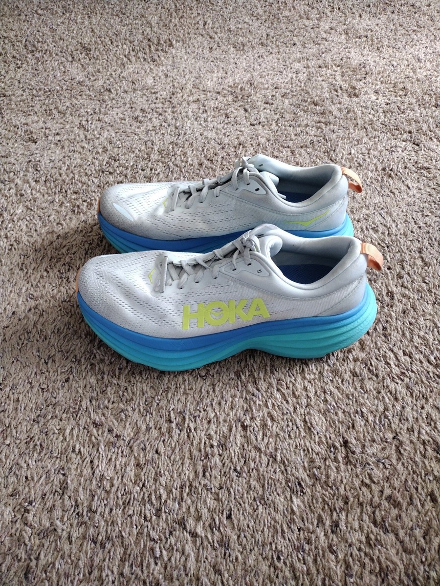 Hoka Mens Shoes 9.5 One One Bondi 8 Ice Flow Bit Of Blue Running Training View 2