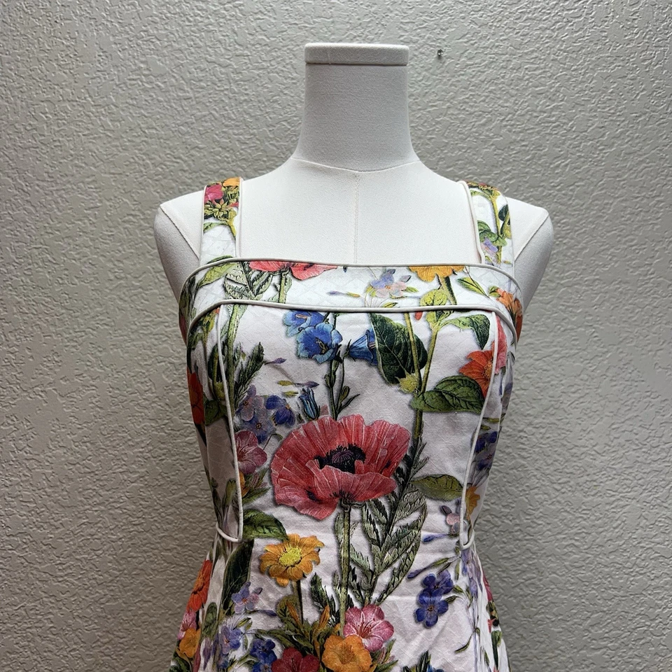 Muse белый многоцветный цветочный эластичной хлопок социальное летнее платье 0 - Изображение 2 из 4