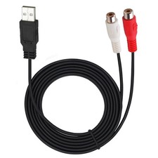 ELNONE 1.5M USB to RCA Cable,5FT 2.0 Male 2 Female 5 feet, Black