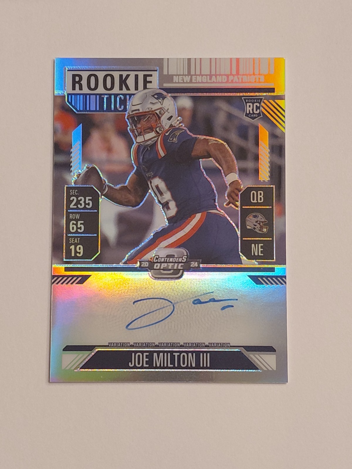 2024 Panini Contenders Optic Joe Milton III RC Ticket RPS Auto Silver Variation