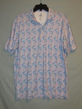 Johnnie-O Featherweight Polo Shirt Medium UPF 50 Floral Stretch Excellent 
