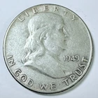 1949 Franklin Half Dollar, 90% Silver, Average Circulated - #6323