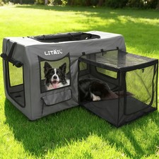 Collapsible Dog Crate, 39 Inch Portable Dog Travel Crate Soft Sided for Indoo...
