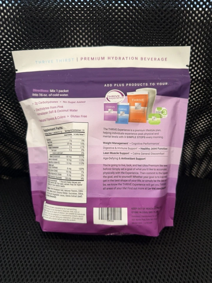 Uva Le vel Thrive Thirst SIN hidratación con cafeína 16 porciones - Envío gratuito Foto 2 de 2