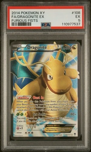 PSA 5 Dragonite EX (108 Full Art) 108/111 XY - Furious Fists Holo