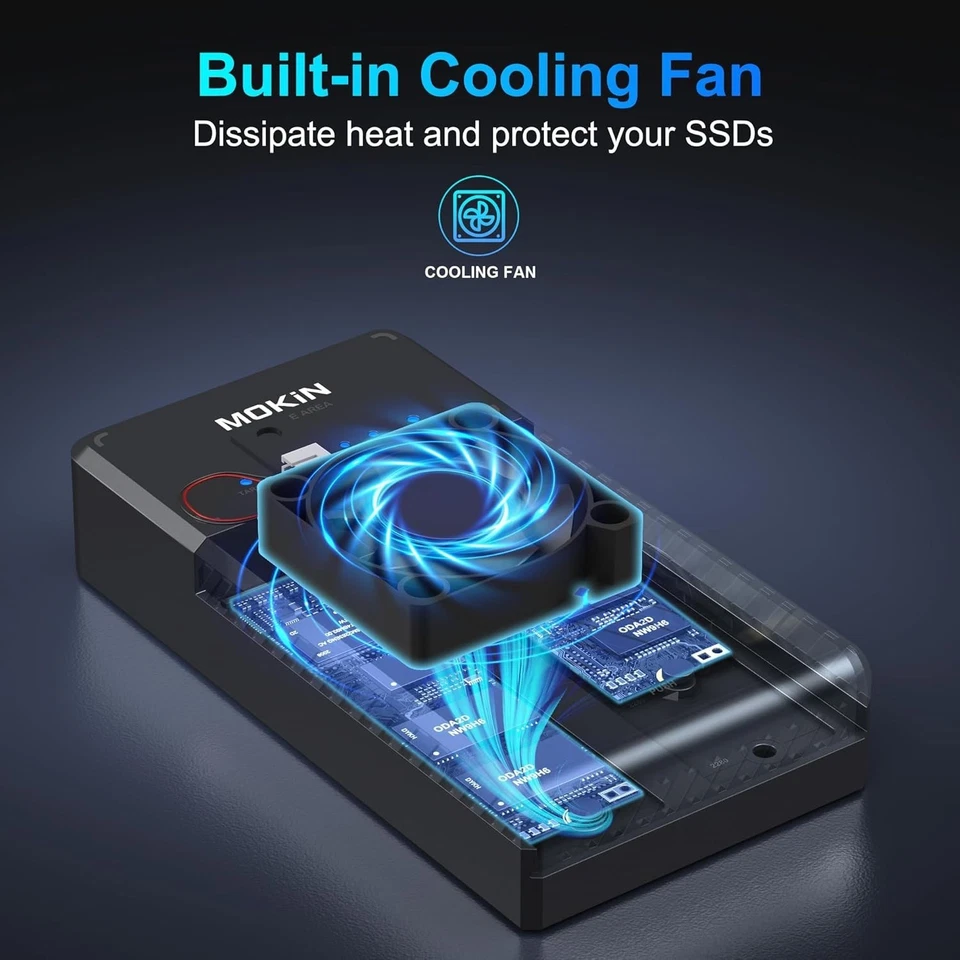 MOKiN NVMe Enclosure, M.2 SSD Enclosure Dual-Bay Offline USB 3.1 Docking Station - Image 4 of 4