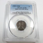 1909 VDB PCGS AU58 DDO FS-1101 - Lincoln Wheat Penny Cent 1c US Coin #58283A