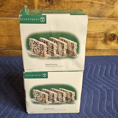 Department 56 Village Accessories Tall Stone Wall Sections Set of 4