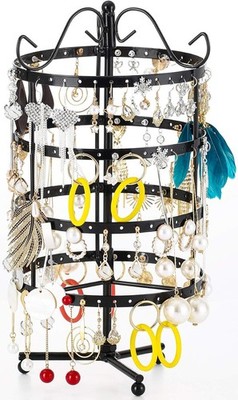 Elegant 360° Rotating Earring Holder - 4-Tier Jewelry Organizer with 144 Holes