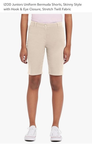 Izod Bermuda Uniform School Pants, Size Juniors 11 In Black, Navy And Khaki