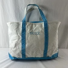 Vintage LL Bean Boat and Tote 90s Teal Canvas Large Size USA Made Blue Zip Top
