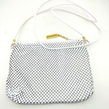 Whiting Davis Vintage White Metal Mesh Shoulder Bag Alumesh Made in USA 7 "