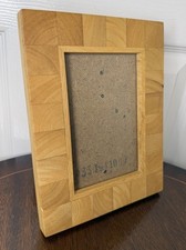 Solid Wood Mosaic Photo Frame 6x4 Natural Block Design Freestanding Wall Mount