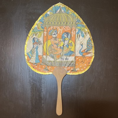 Vintage 1950-60 Air India wood/paper Airline Route Map Fan **READ**