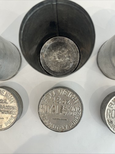 4 Vintage Royal Baking Powder 12 oz. 3/4 Pounds Each Metal Tins w/ Embossed Lid - Picture 5 of 8
