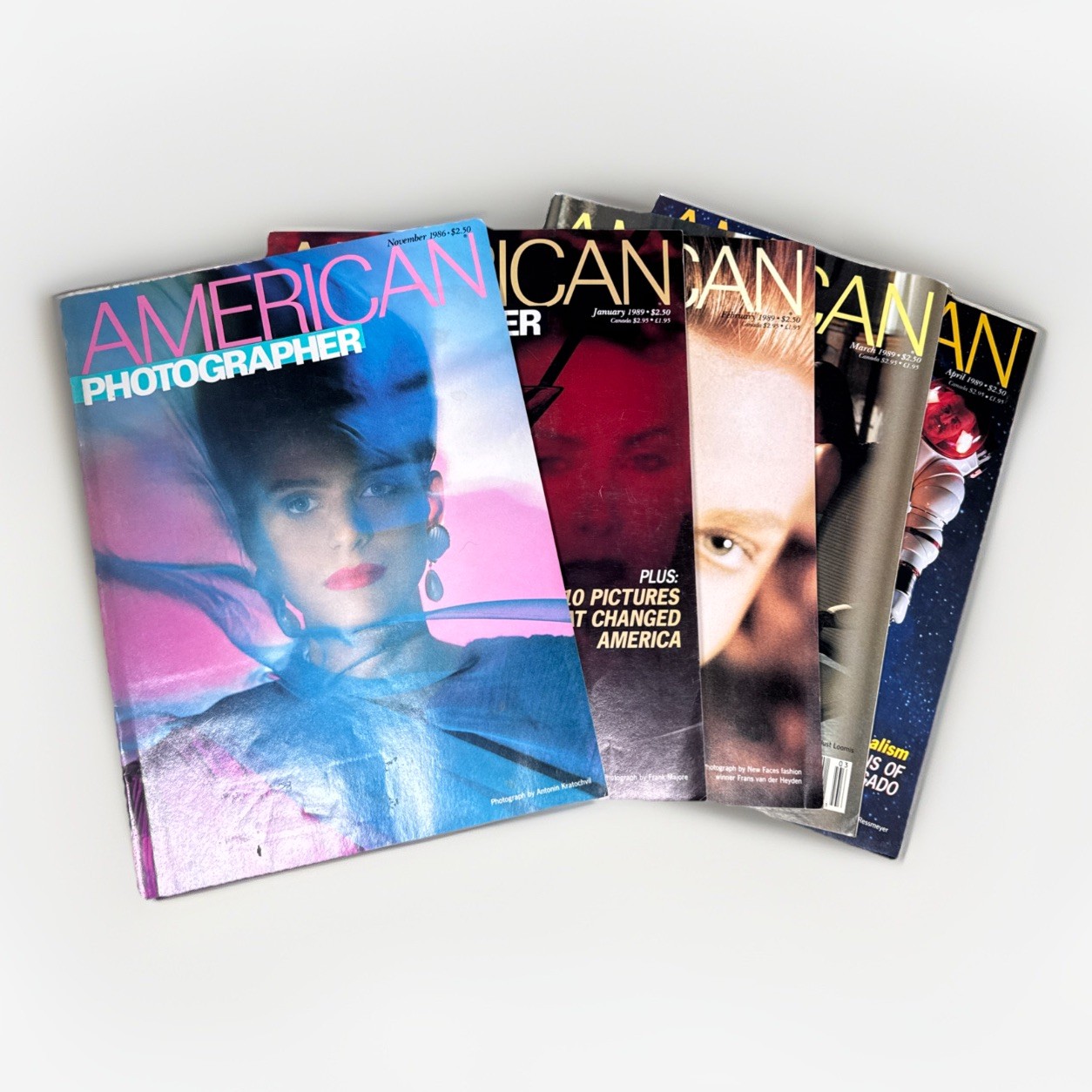 American Photographer Lot of 5 Magazines 1986 Anna Juvander Cover & 1989 Issues