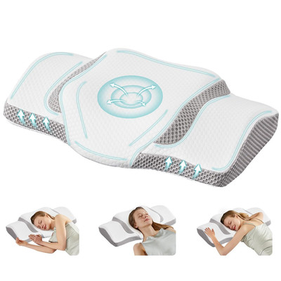 JHK King Size Square Cervical Neck Pillow w/Removable Pillowcover,Memory Foam