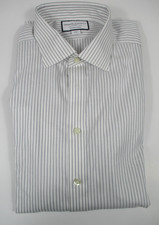 -NWT Charles Tyrwhitt Stripes Cotton Slim Fit Long Sleeve Dress Shirt Sz 17/34in