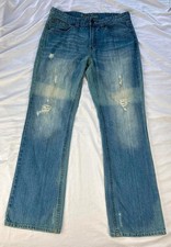 GUESS Jeans Mens Y2K Denim Jeans 34x33 Distressed Faded