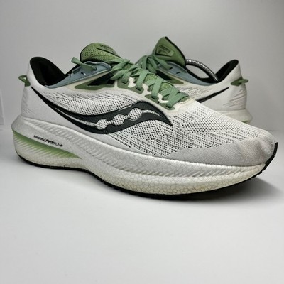 Saucony Triumph 21 PWR Run+ Running Shoes Mens 10 White Umbra Athleisure Comfort