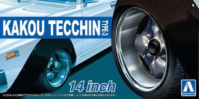 14 Zoll Kakou Tecchin Type-3 Felgen & Reifen 1:24 Model Kit Aoshima 054697