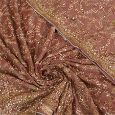 Sanskriti Vintage Golden Brown Dupatta Pure Silk Hand Bead Zardozi Woven Stole