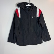 Nike Hooded Track Jacket Black Red White Mesh Lined Youth 6 Sporty Athleisure