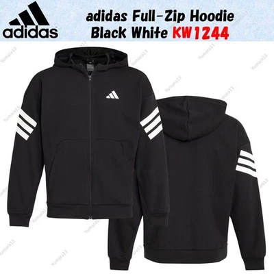 Adidas Full-Zip Hoodie Negro Blanco KW1244 Japón Talla - Imagen 1 de 4